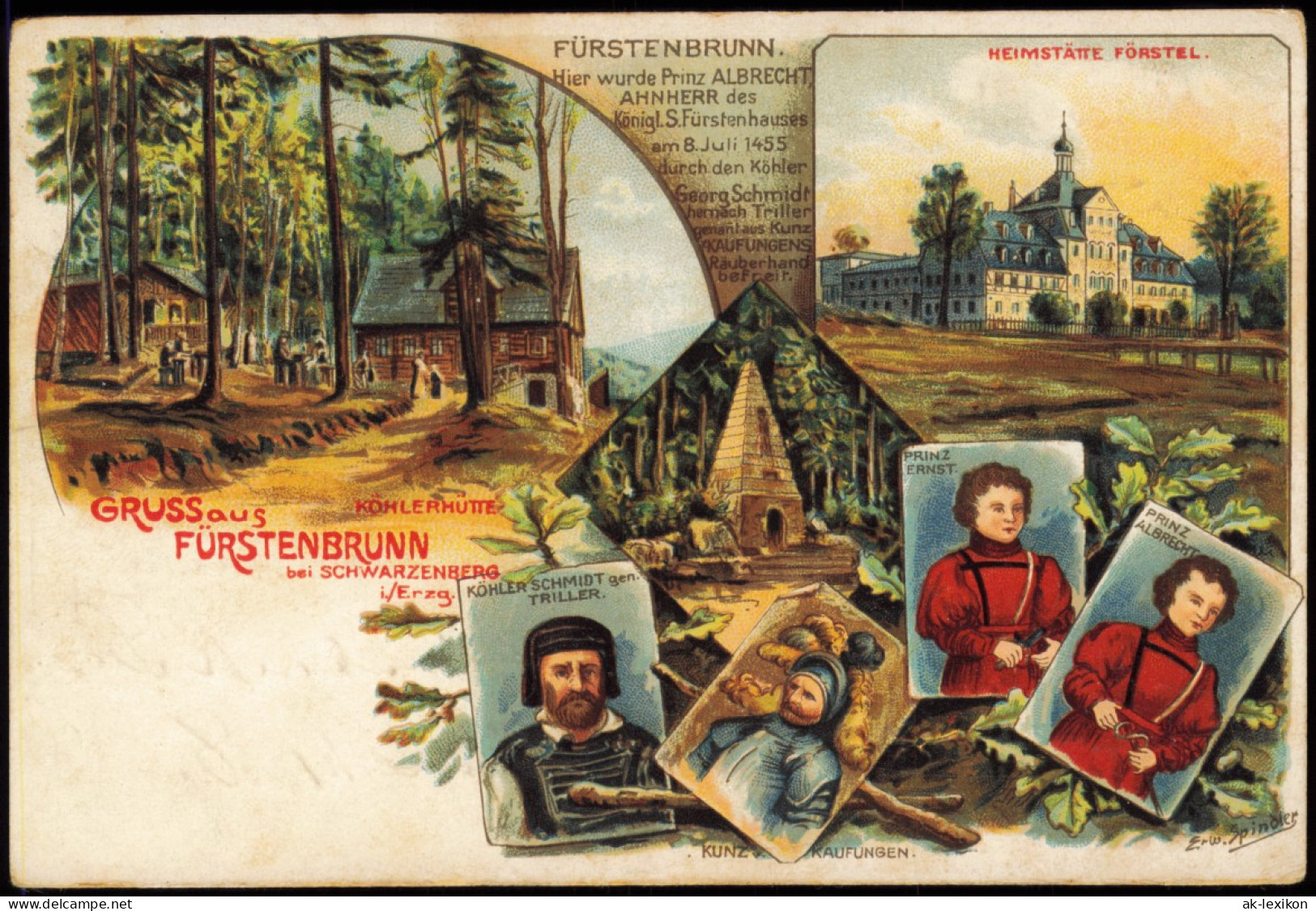 Ansichtskarte Schwarzenberg (Erzgebirge) Mehrbild Litho AK Fürstenbrunn 1910 - Schwarzenberg (Erzgeb.)