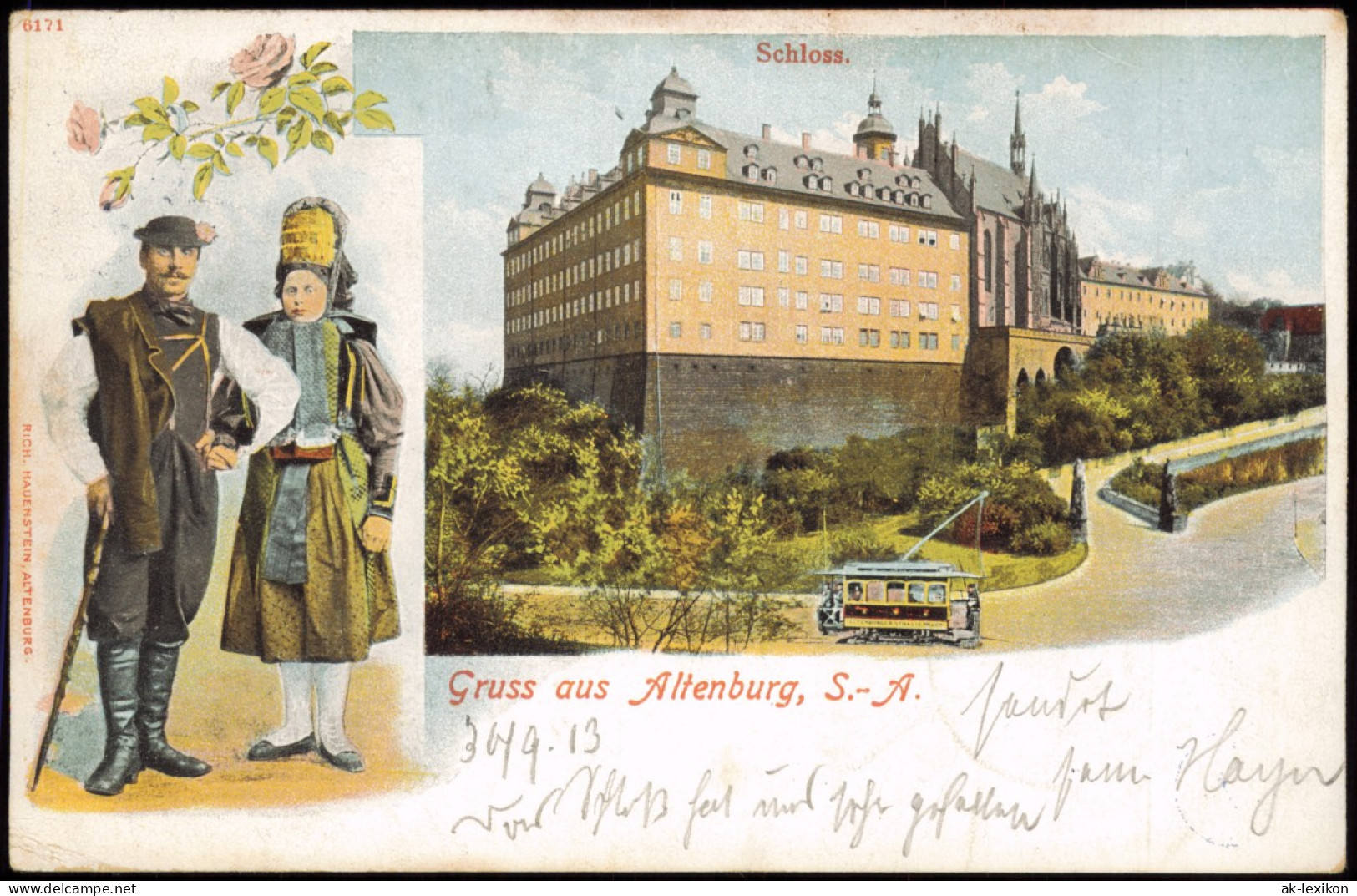 Ansichtskarte Altenburg 2 Bild Schloß, Trachten Litho AK 1903 - Altenburg
