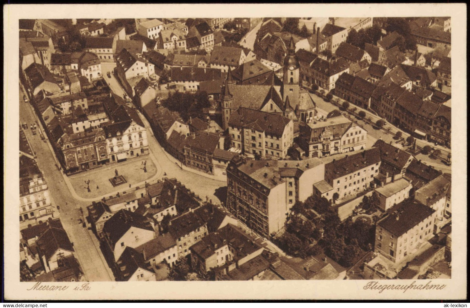 Ansichtskarte Meerane Luftbild Innenstadt 1928 - Meerane