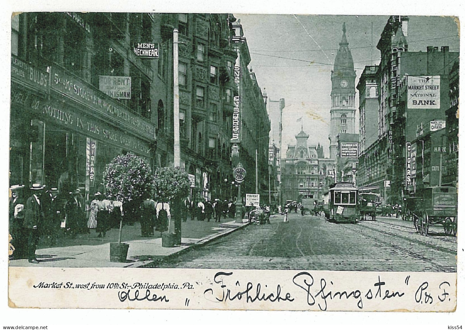 US 21 - 5836 Philadelphia, USA, Market St, Tramways - Old Postcard - Used - 1908 - Philadelphia