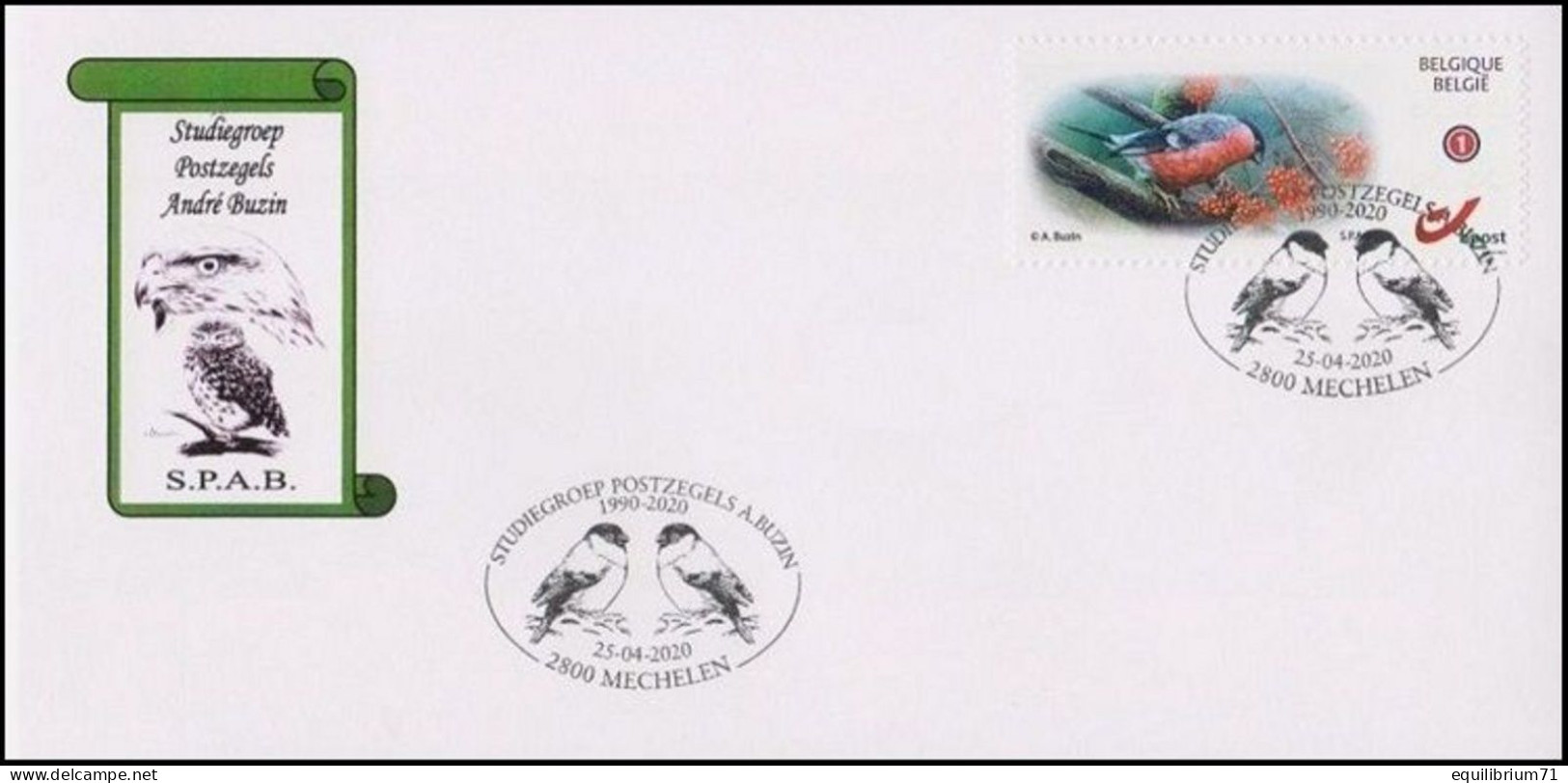 DUOSTAMP/MYSTAMP° - FDC S.PA.B. - Bouvreuil / Goudvink / Gimpel / Bullfinch / Pyrrhula Pyrrhula - BUZIN - Storia Postale