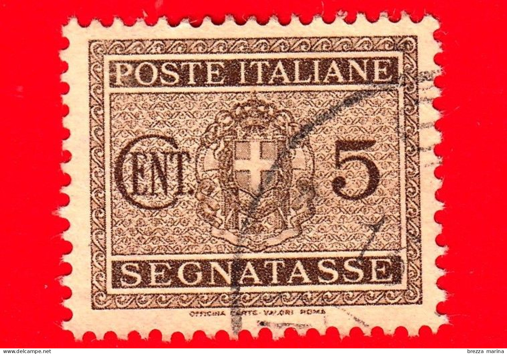 ITALIA - 1934 - Usato - Fascio Littorio - Segnatasse - Filigrana Corona - 5 C. - Strafport