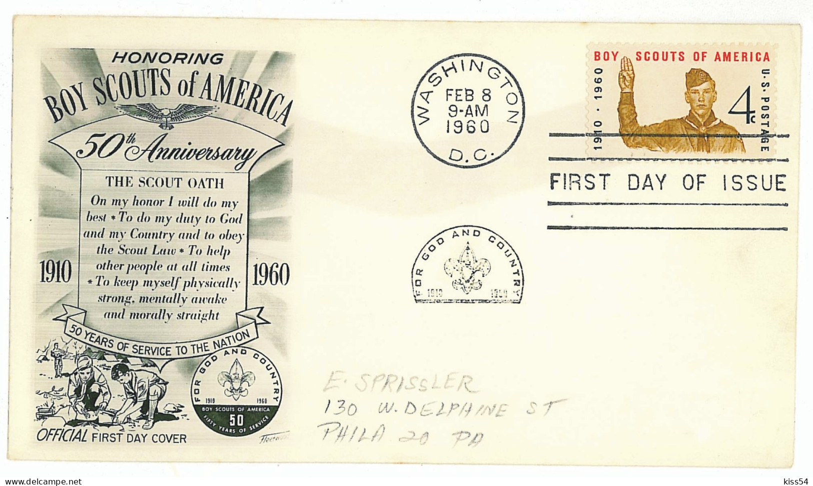 SC 16 - 376 U.S.A. Scout - Cover - 1960 - Covers & Documents