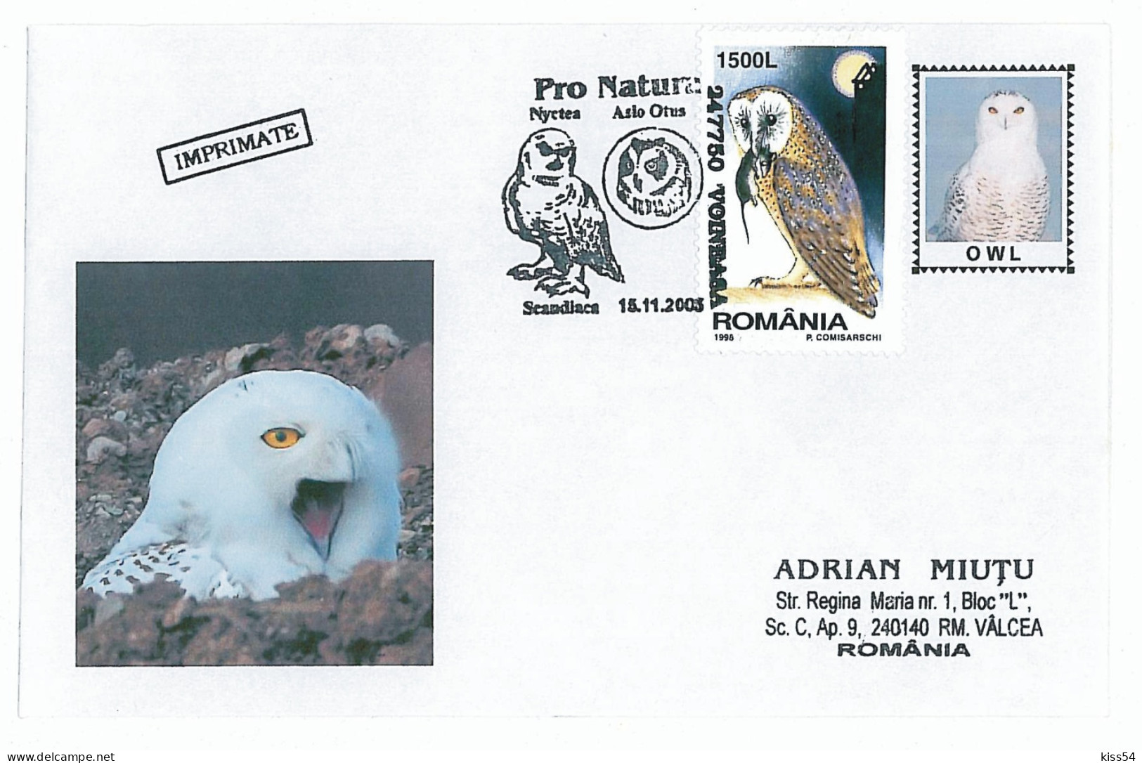 COV 92 - 253 OWL Romania - Cover - Used - 2005 - Owls