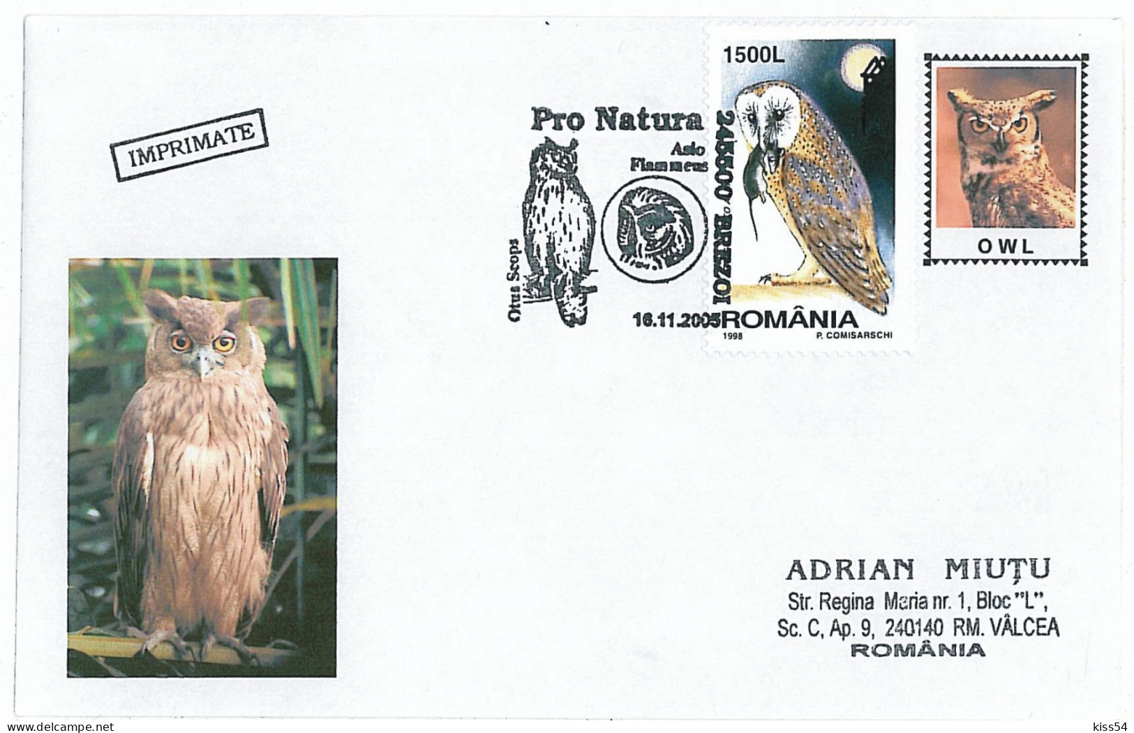 COV 92 - 248 OWL Romania - Cover - Used - 2005 - Owls