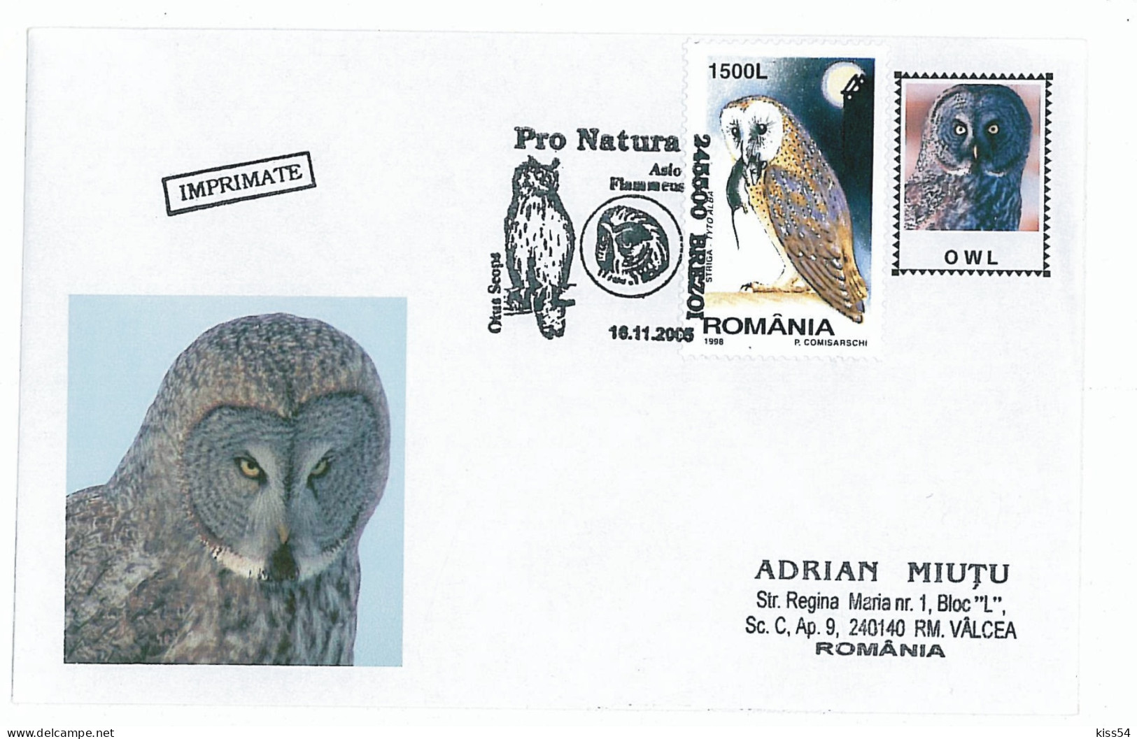 COV 92 - 247 OWL Romania - Cover - Used - 2005 - Eulenvögel