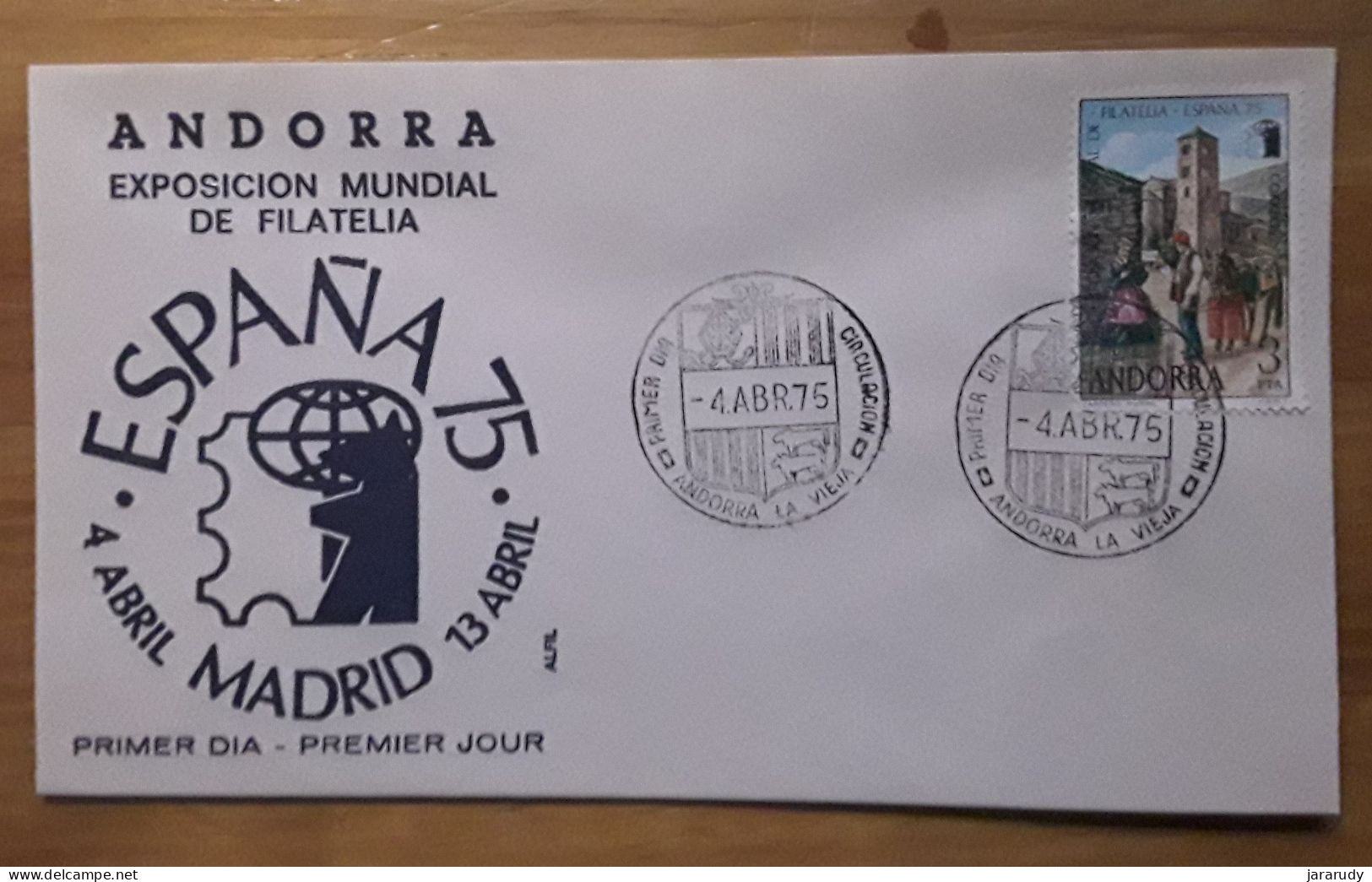 ANDORRA ESPAÑOLA  EXPO FDC/SPD 1975 - Lettres & Documents