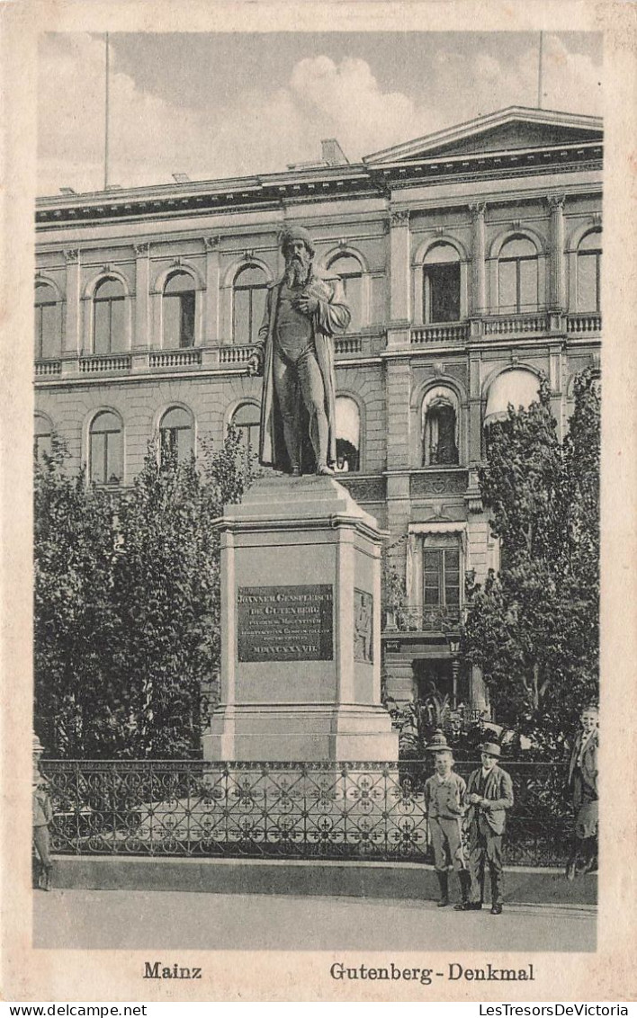 ALLEMAGNE - Mainz - Gutenberg - Denkmal - Vue Sur Une Statue - Un Garçon Et Un Homme - Carte Postale Ancienne - Mainz