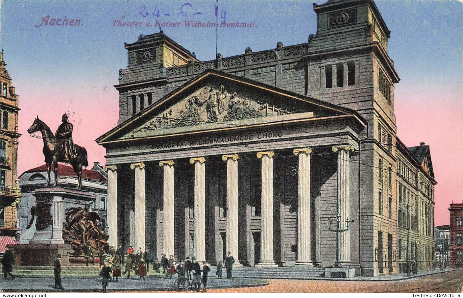 ALLEMAGNE - Aachen - Theater A Kaiser Wilhelm Denkmal - Vue Générale - De L'extérieur - Animé - Carte Postale Ancienne - Aachen