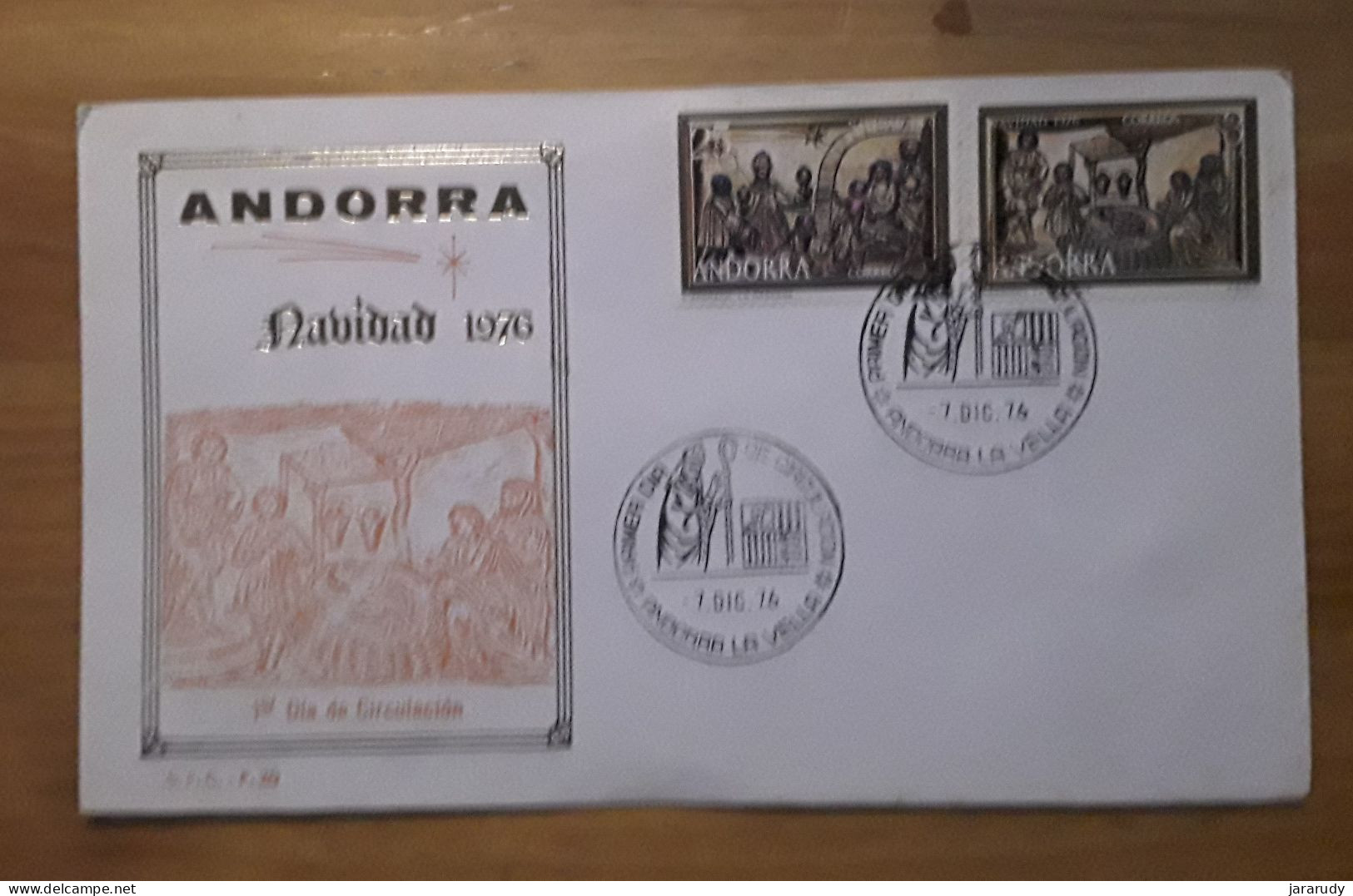 ANDORRA ESPAÑOLA  NAVIDAD FDC/SPD 1976 - Cartas & Documentos