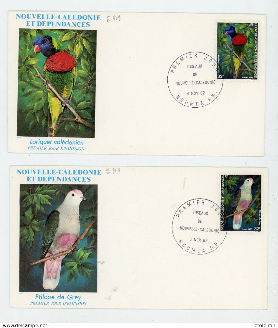 NOUVELLE CALÉDONIE : FDC : LES OISEAUX     N° Yvert 462+463 Obli. 1er JOUR NOUMÉA Du 6/11/82 - FDC