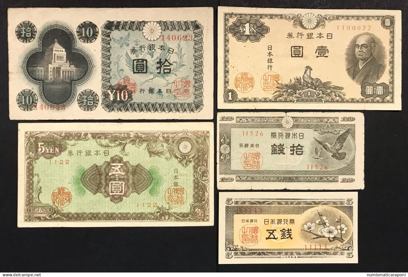 Japan Giappone 5 Banconote. LOTTO 336 - Japón