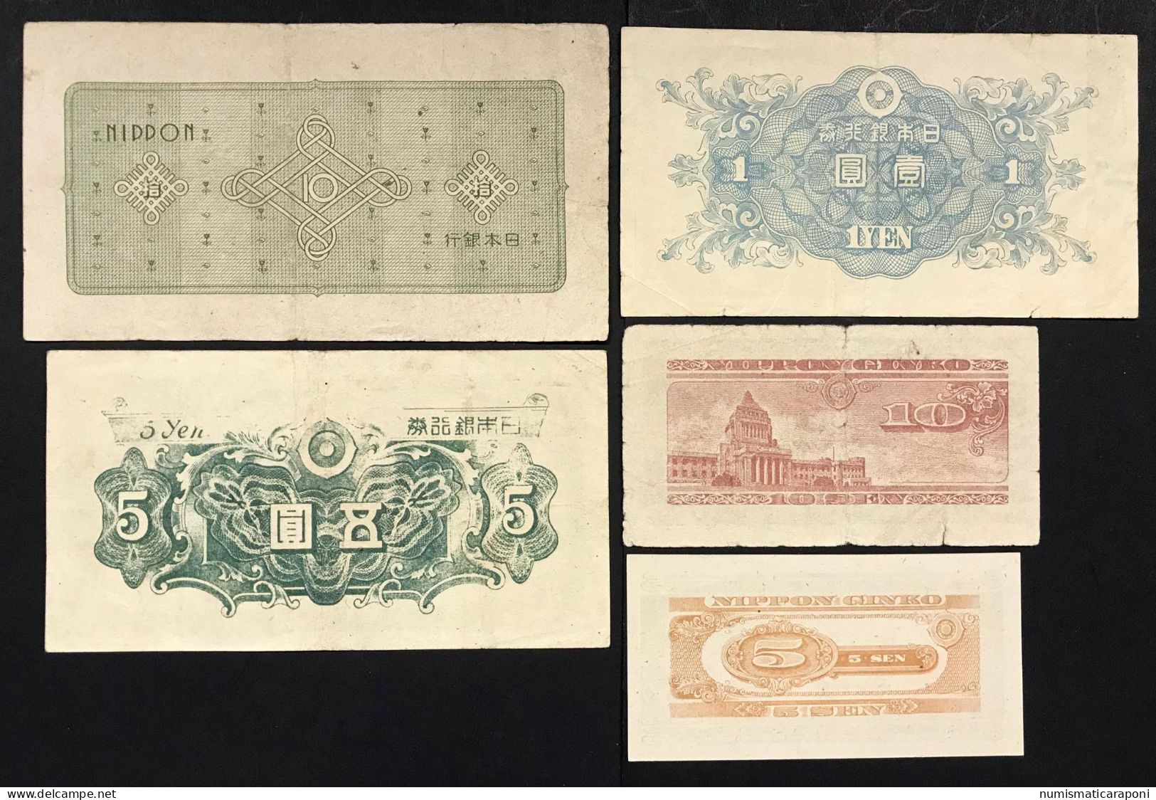 Japan Giappone 5 Banconote. LOTTO 336 - Japon