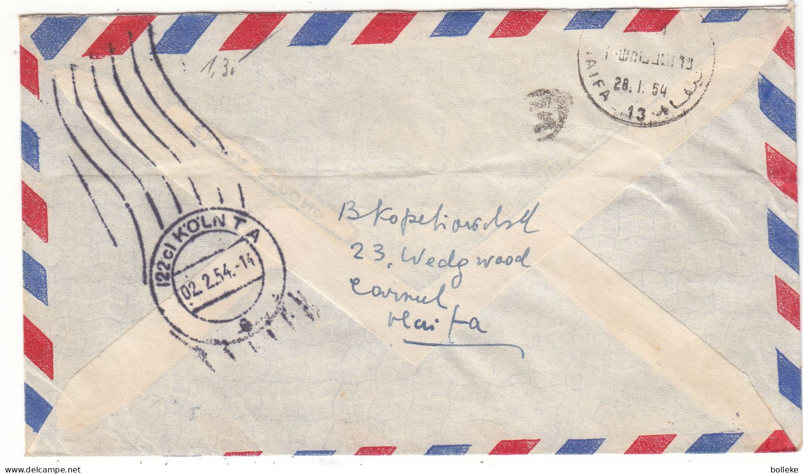 Israël - Lettre Exprès De 1954 - Oblit Haifa - Exp Vers Köln - Monnaies - - Covers & Documents