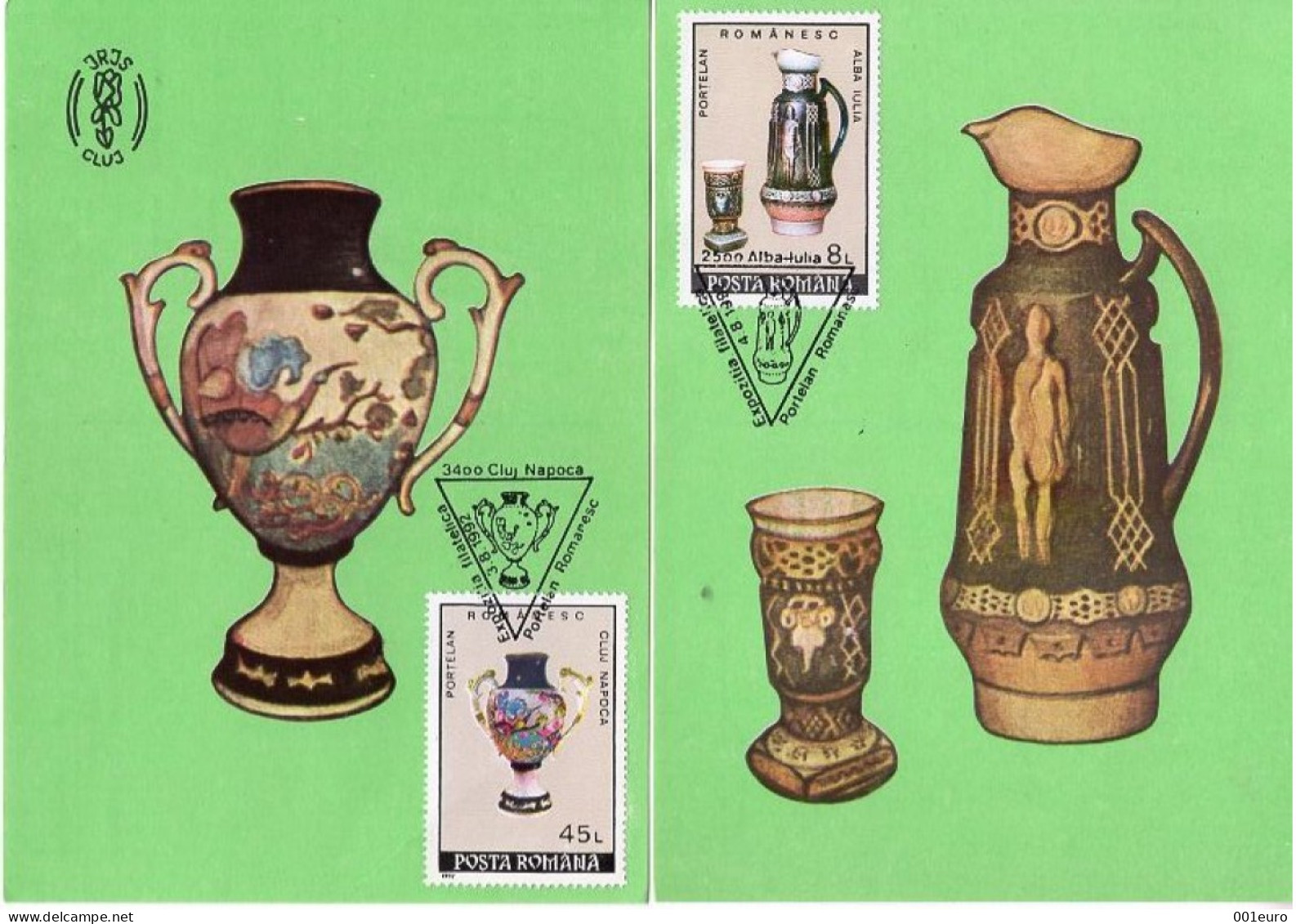 ROMANIA 1992: ROMANIAN PORCELAIN, 5 Maximum Cards - Registered Shipping! - Maximumkarten (MC)