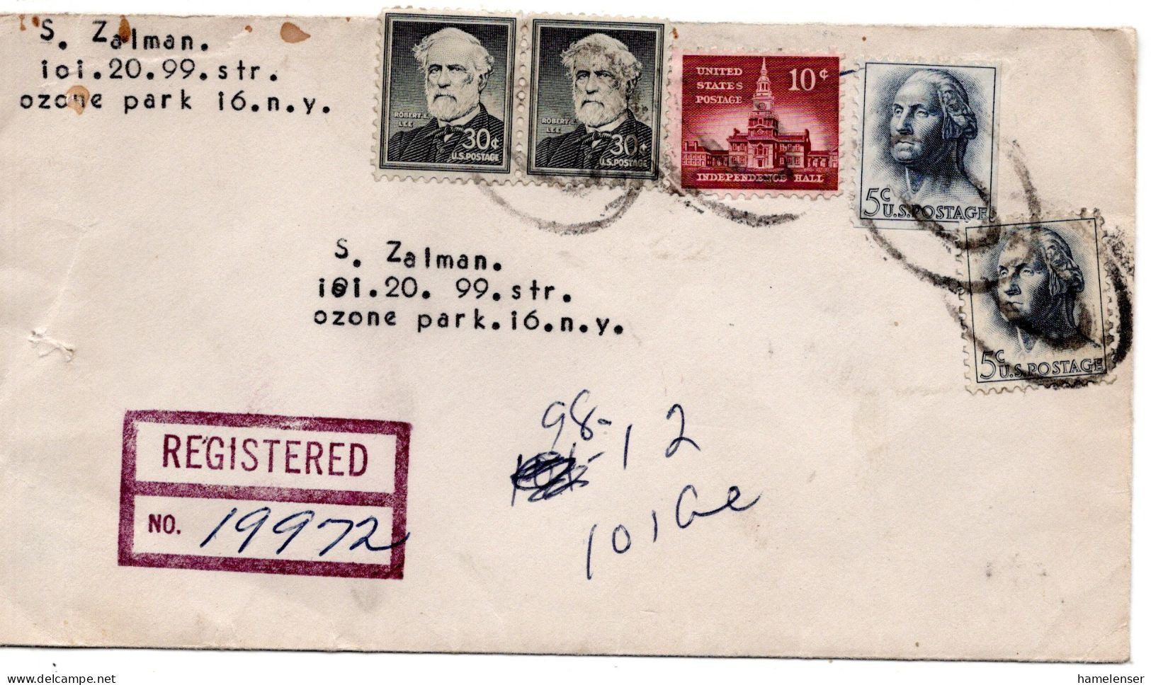 76287 - USA - 1967 - 2@30¢ Lee MiF A R-OrtsBf OZONE PARK, NY - Lettres & Documents