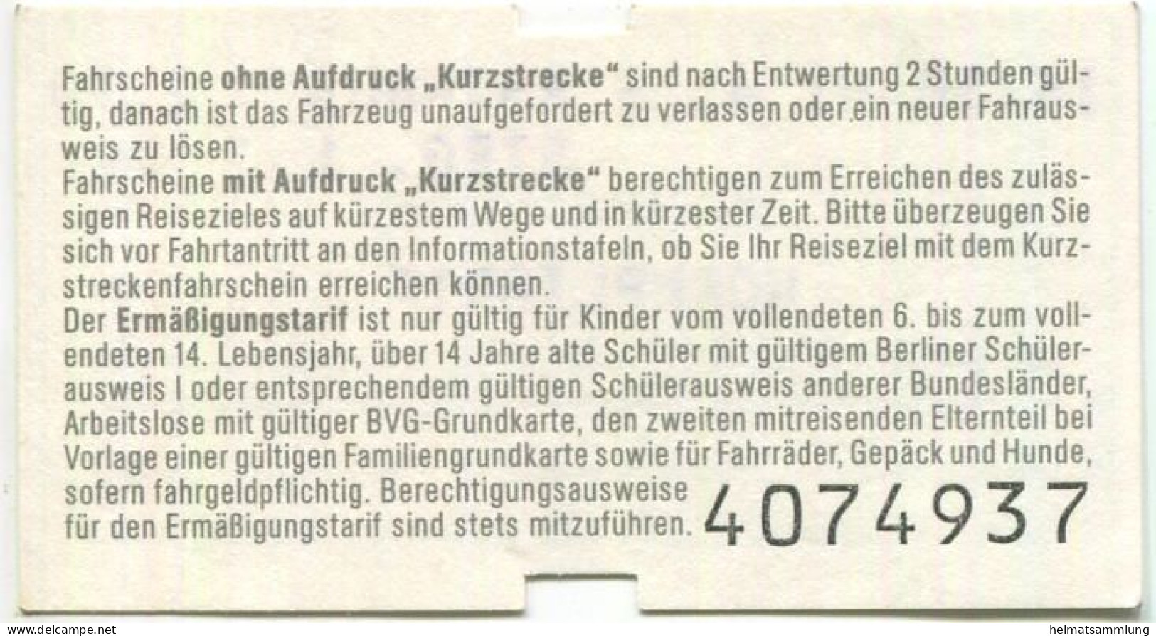Deutschland - Berlin - BVG - Fahrschein Normaltarif 1988 - Europe