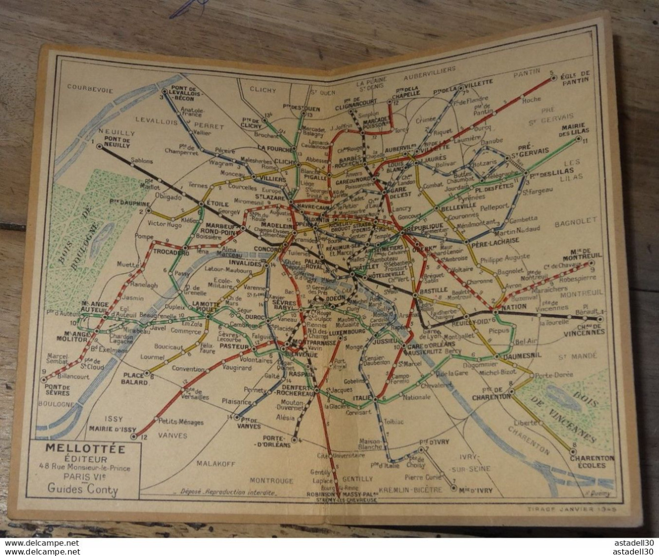 Plan Du METRO De Paris 1945 , Paris Underground  Subway 1945 Melottée éditeur ........ PHI..........CL-7-5 - Europe