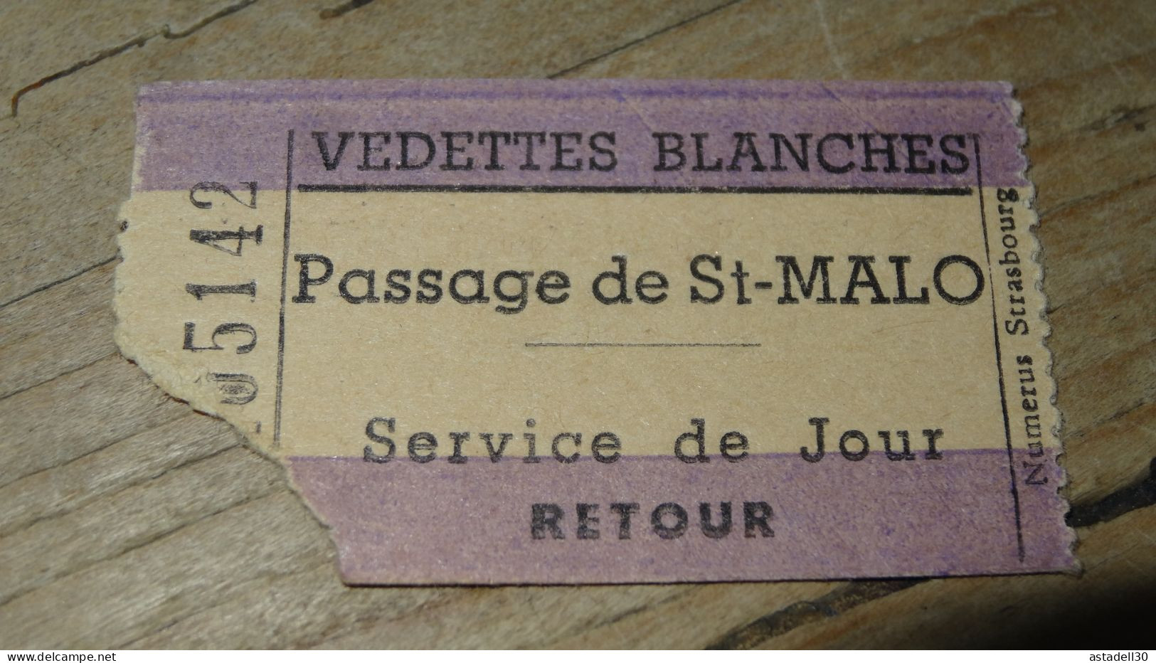 Ticket , Vedettes Blanches, Passage De SAINT MALO Service De Jour   ................ E4-37a - Other & Unclassified