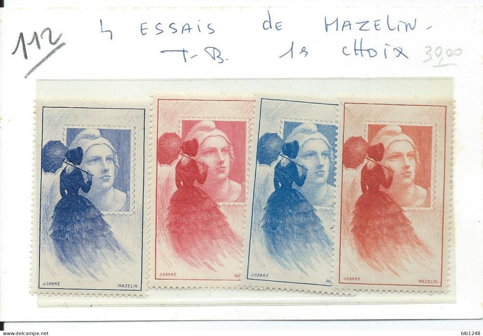 France Essais De Mazelin TB 1er Choix - Expositions Philatéliques