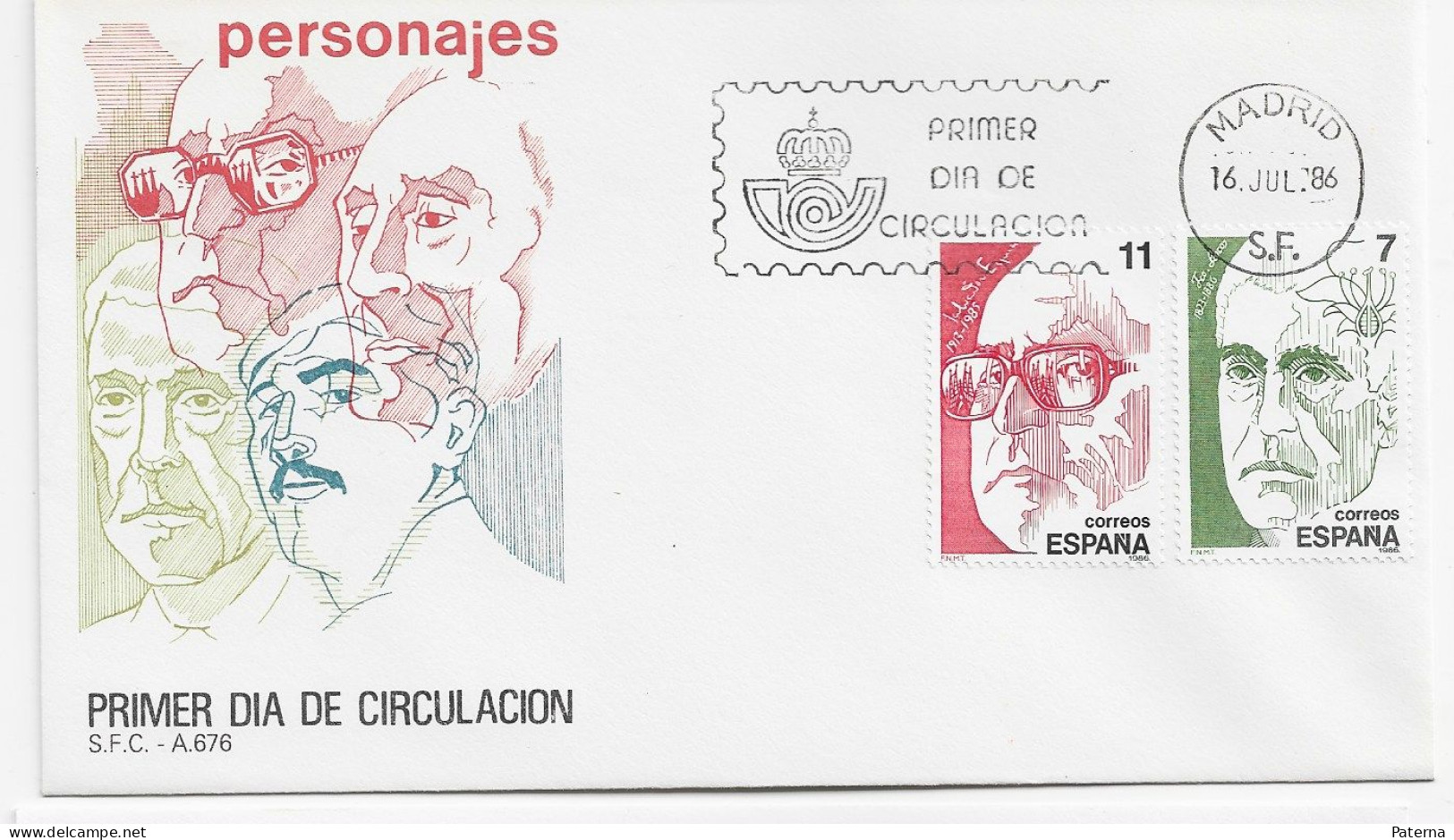 3856  FDC  Madrid 1986 , Personajes - FDC