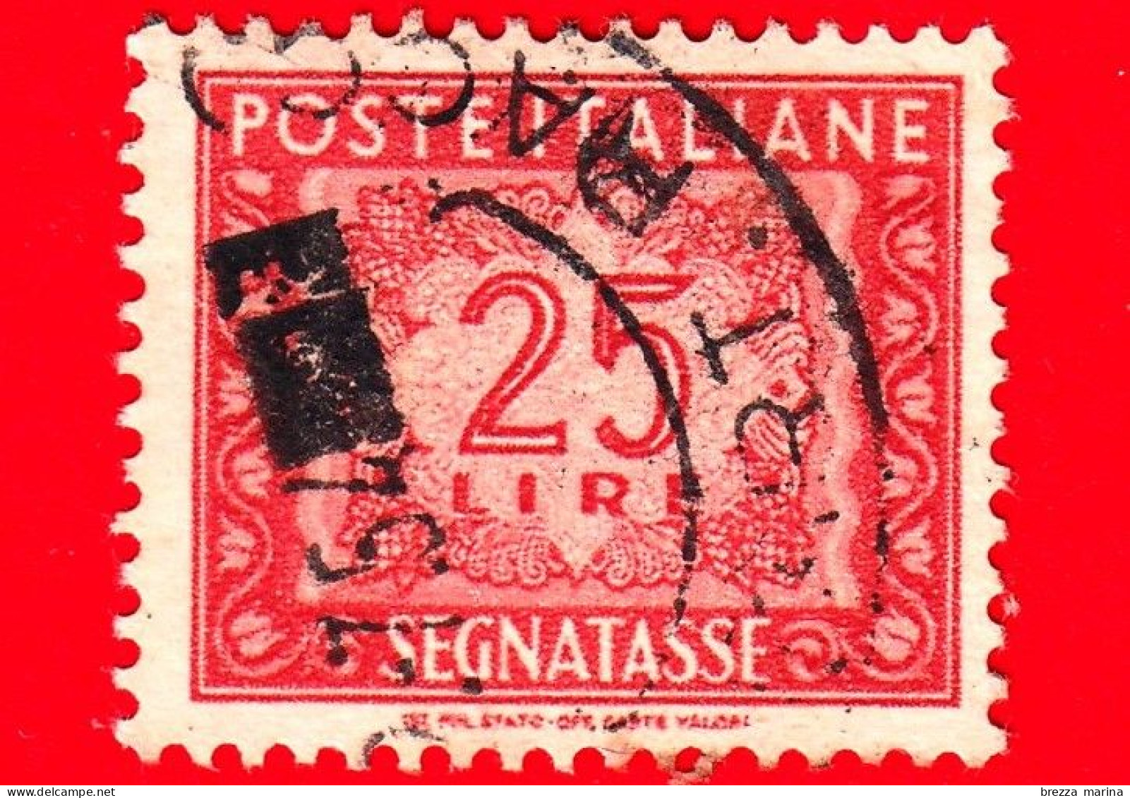 ITALIA - Usato - 1947 - Segnatasse - Cifra E Decorazioni, Filigrana Ruota - 25 L. - Postage Due