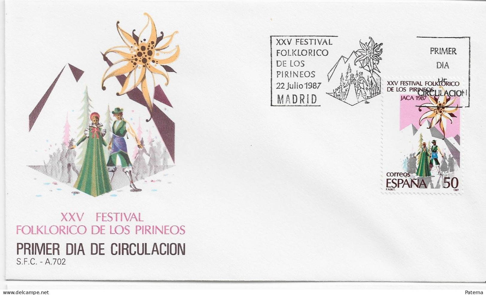 3856  FDC  Madrid 1987, Festival Folclórico De Los Pirineos - FDC