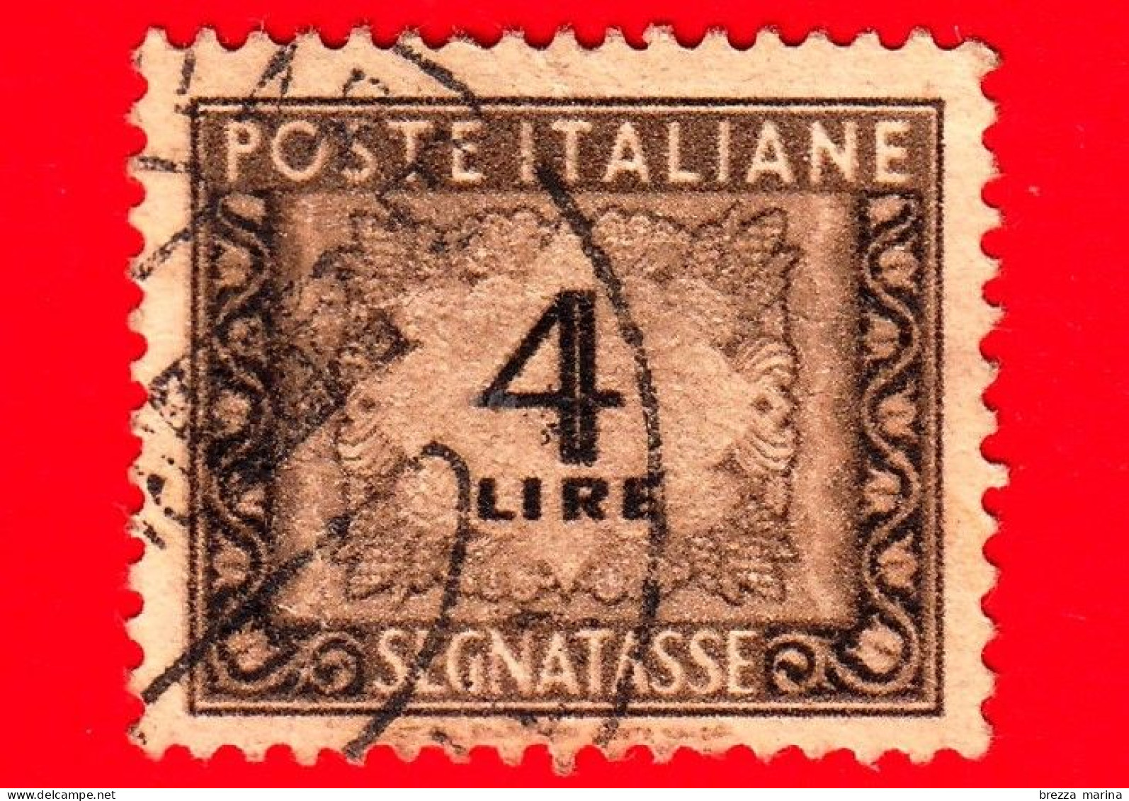 ITALIA - Usato -  Segnatasse - 1947 - Cifra E Decorazioni, Filigrana Ruota - 4 - Impuestos
