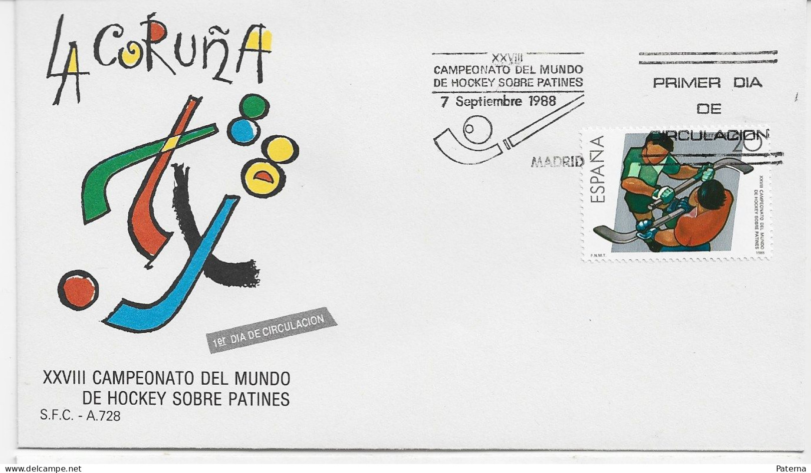 3856  FDC  Madrid 1988, Hockey Sobre Patines - FDC