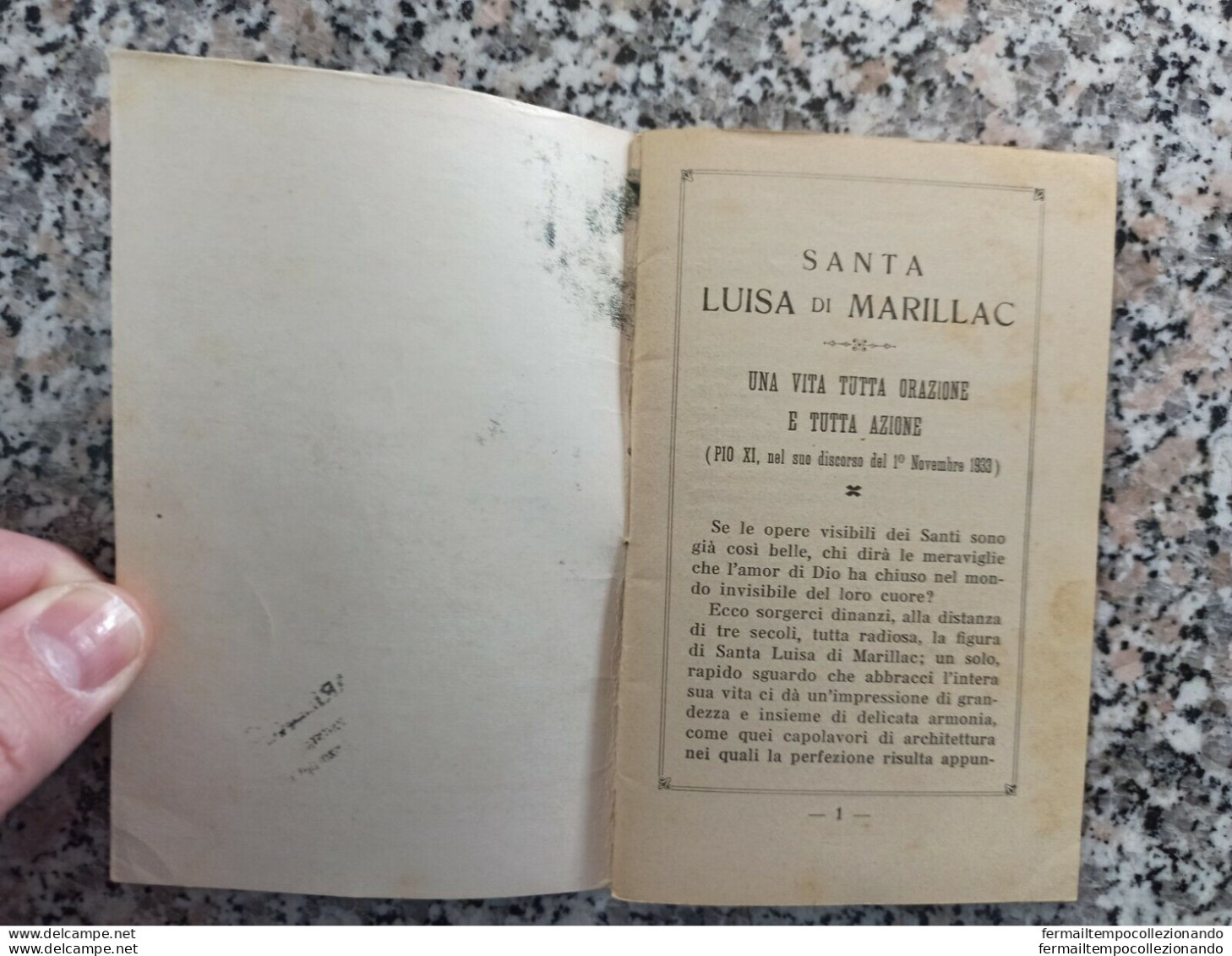 Bb26 Libretto S.luisa De Marillac S.vincenzo De Paolo 1933 - Collections