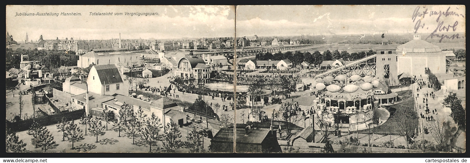Klapp-AK Mannheim, Internat. Kunst & Grosse Gartenbau-Ausstellung 1907, Vergnügungspark  - Exhibitions