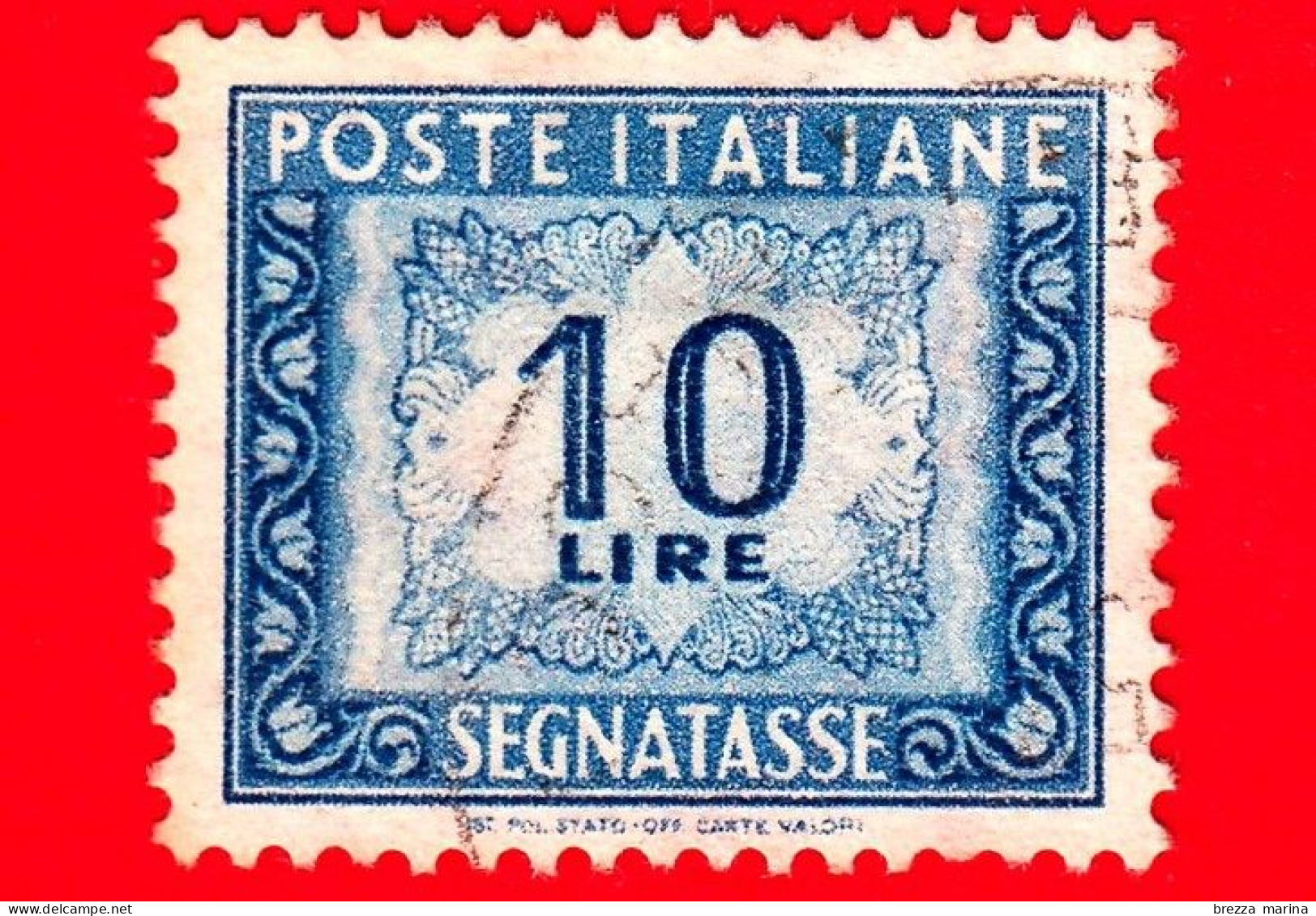 ITALIA - Usato - 1955 - Cifra E Decorazioni, Filigrana Stelle - Segnatasse - Cifra E Decorazioni - 10 L. - Portomarken