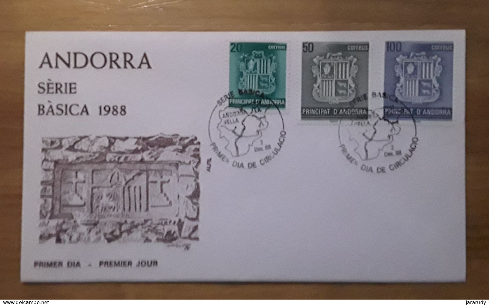 ANDORRA ESPAÑOLA BÁSICA FDC/SPD 1988 - Covers & Documents