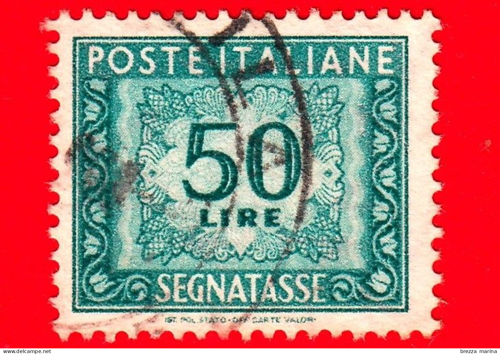 ITALIA - Usato - 1955 - Segnatasse - Cifra E Decorazioni, Filigrana Stelle - 50 L. - Impuestos