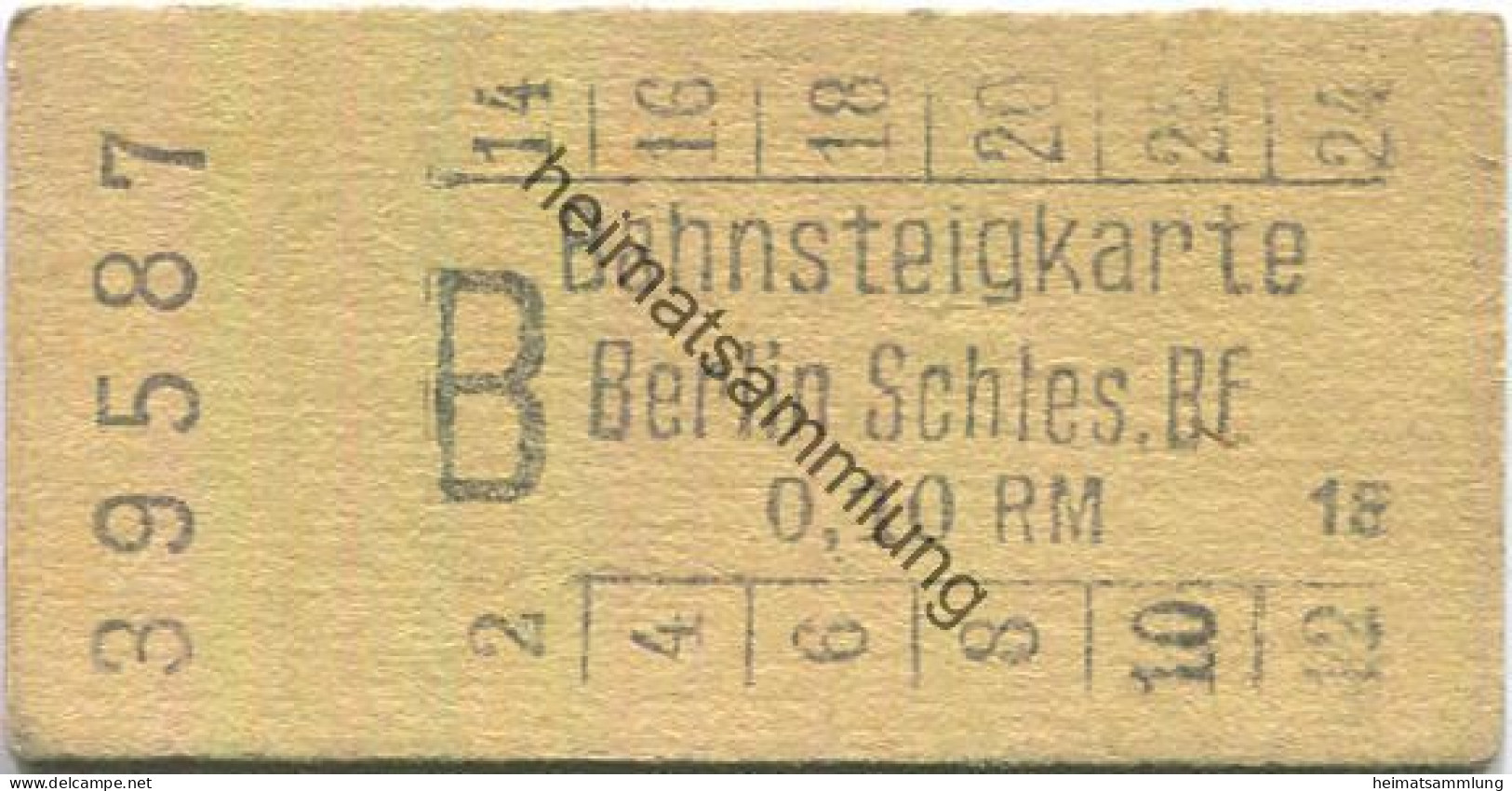 Deutschland - Bahnsteigkarte Berlin Schlesischer Bahnhof 0,10 RM - Europe