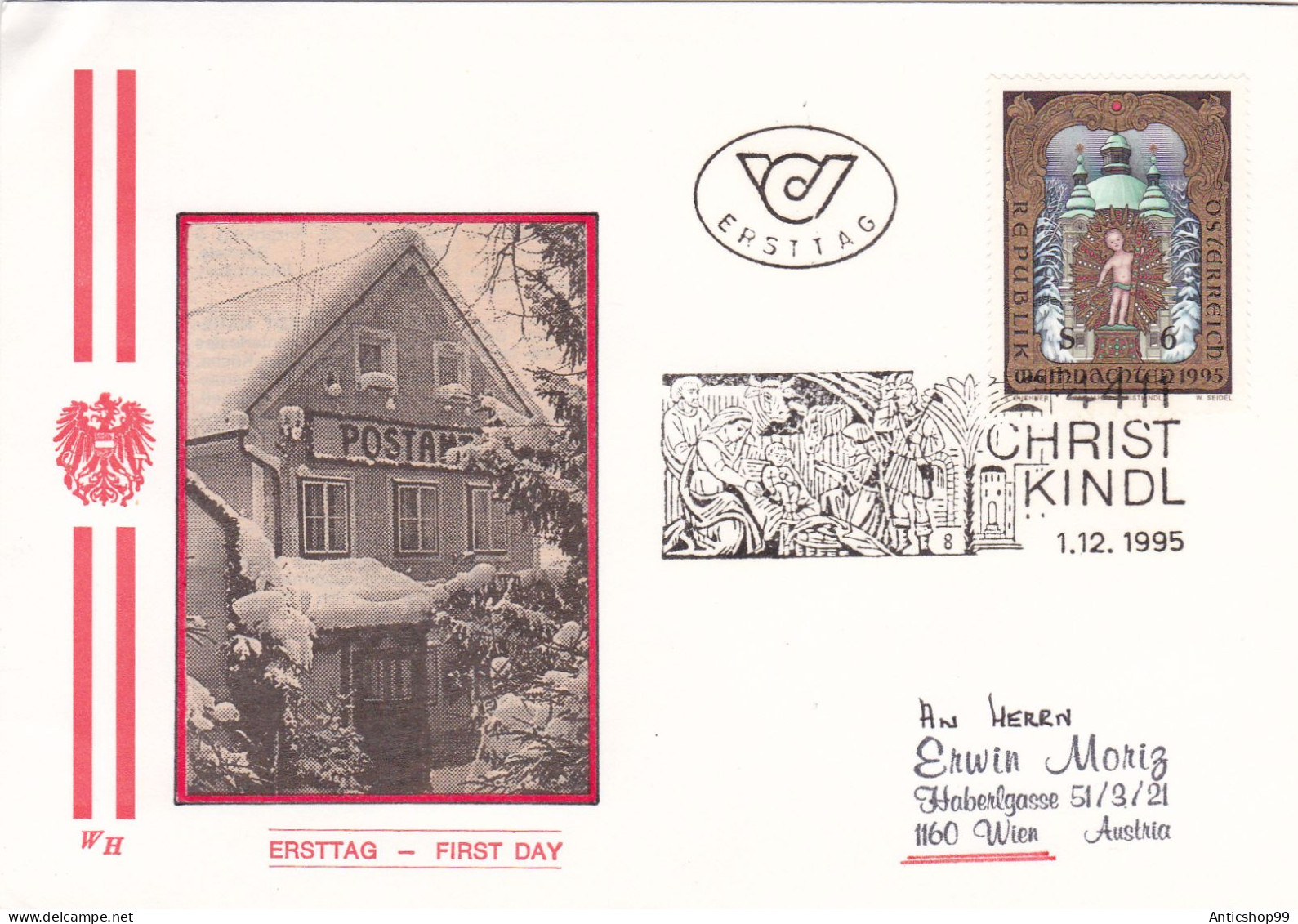 AUSTRIA , CHRISTMAS, ARCHITECTURE, SPECIAL COVERS 1995 - Noël