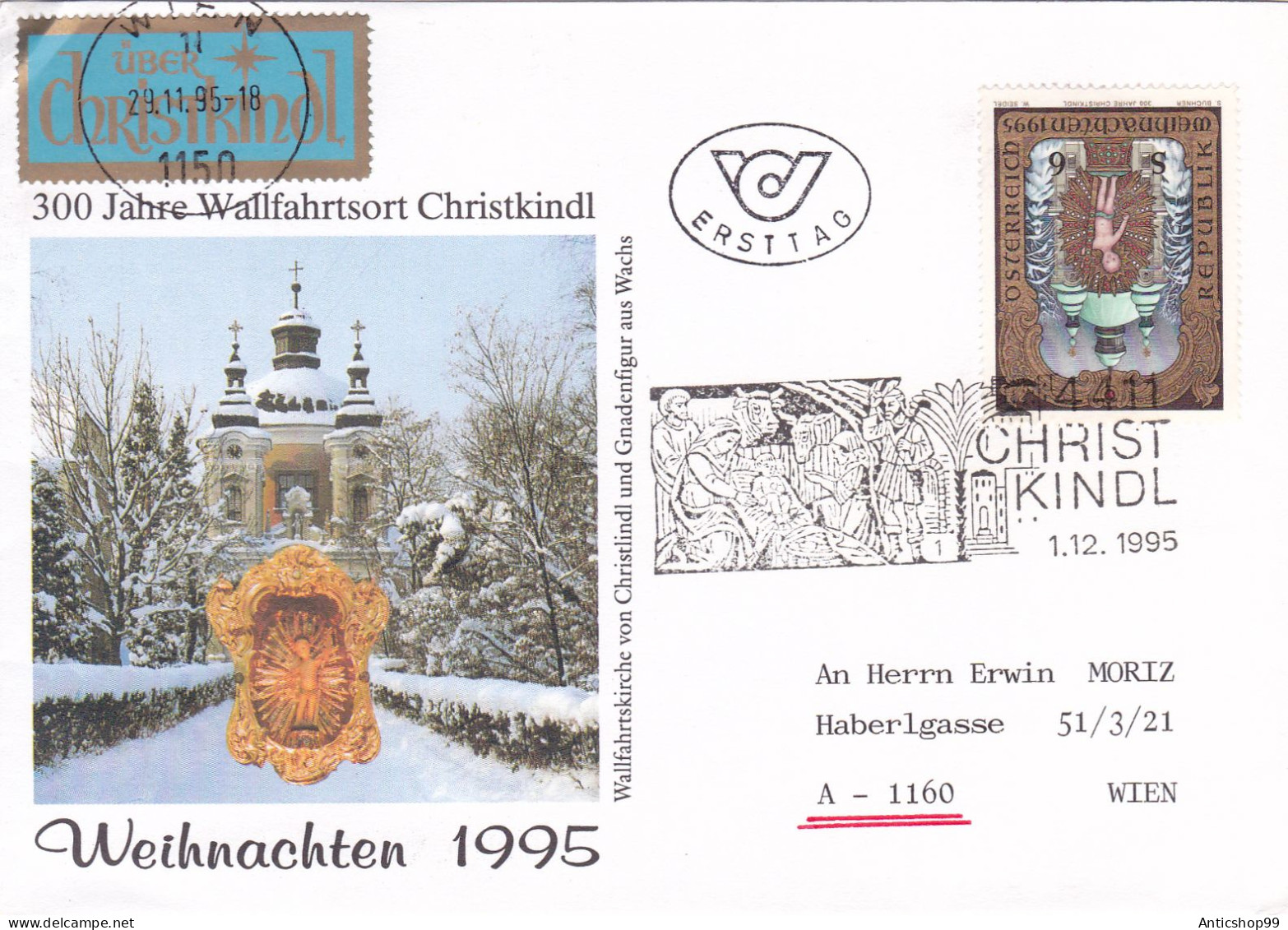 AUSTRIA , CHRISTMAS, CHRISTMAS,  SPECIAL COVERS 1995 - Noël