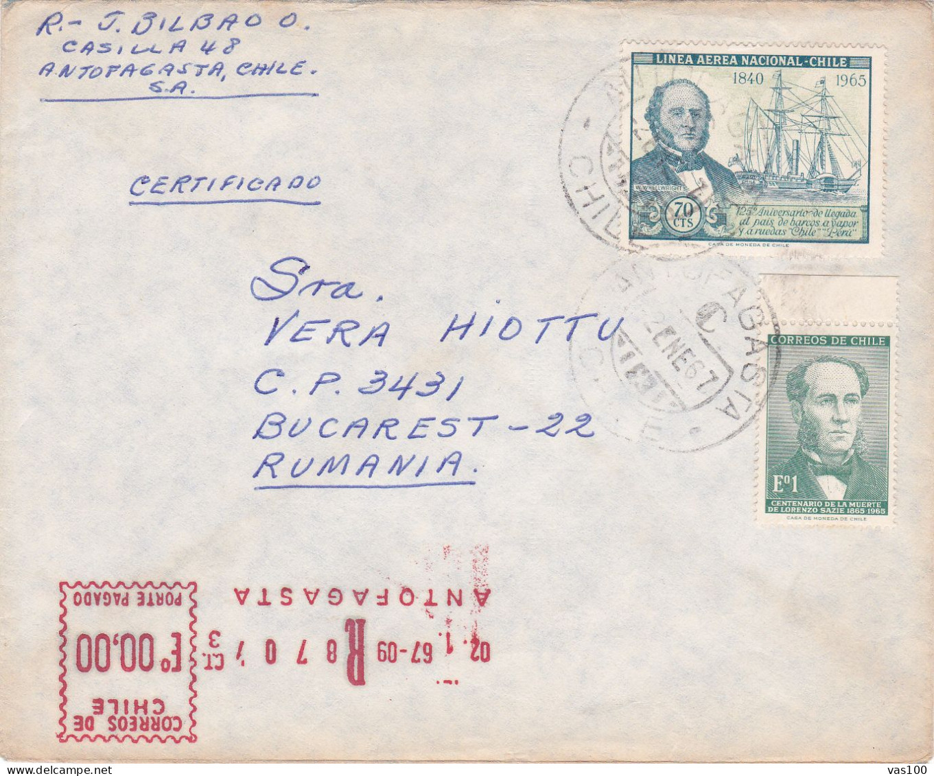 HISTORICAL DOCUMENTS     COVERS NICE FRANCHINK 1965 CHILE - Chile