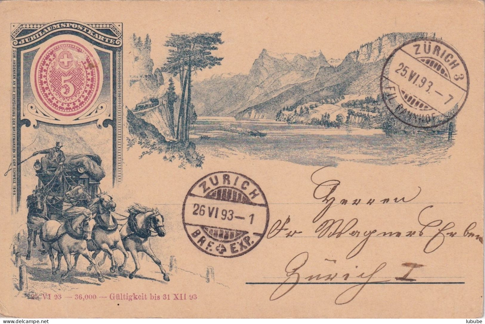 ET PK 30  "Jubiläumspostkarte"  Zürich         1893 - Interi Postali