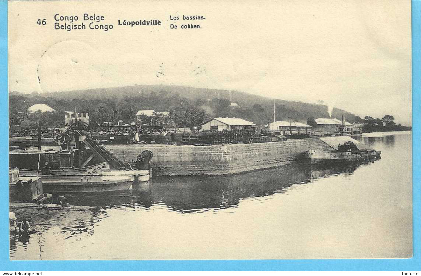 Belgisch Congo Belge-Entier Postal Illustré 10c-1913-Léopoldville-Les Bassins-De Dokken-Cachet-IRUMU-AVAKUBI-1913" - Interi Postali