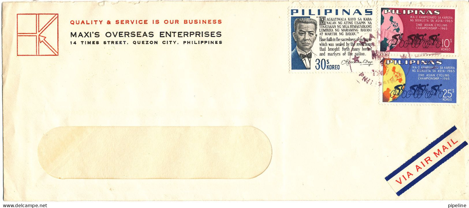 Philippines Cover 1967 With Topic Stamps BICYCLE And MAP On The Stamps - Philippines