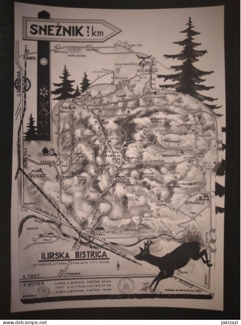 Snežnik. Ilirska Bistrica. Map - Carte Geografiche