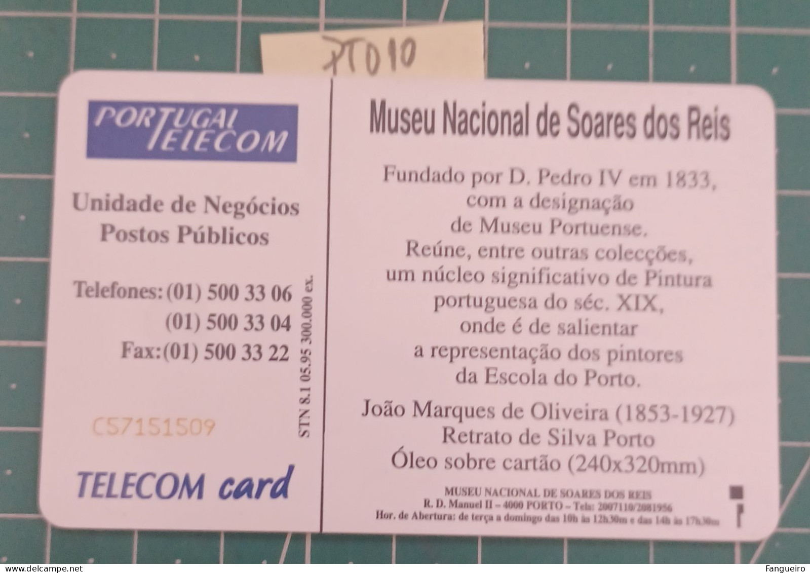 PORTUGAL PHONECARD USED PT010 SOARES DOS REIS MUSEUM - Portogallo