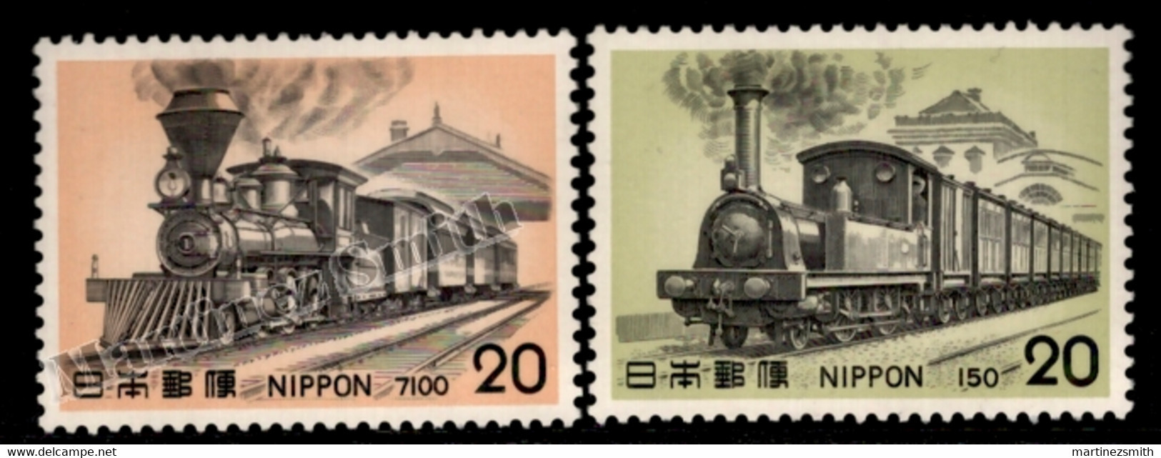 Japon - Japan 1975 Yvert 1159-60, Steam Engines (V) , Locomotives, Train - MNH - Unused Stamps