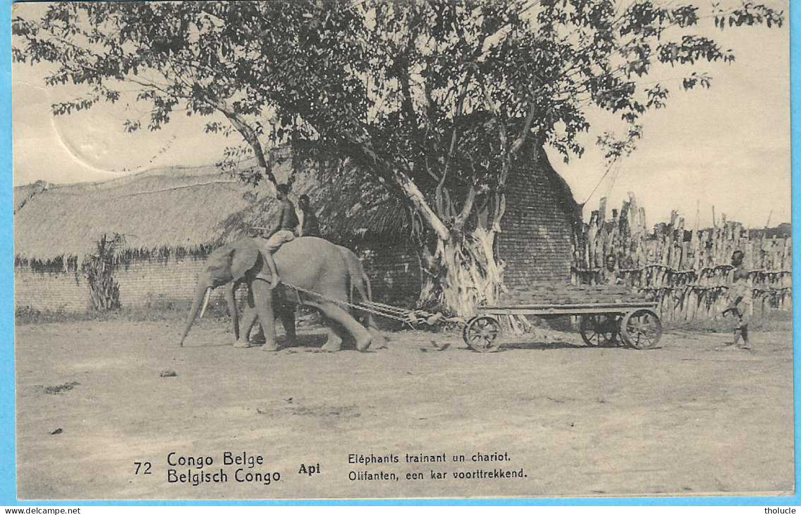 Belgisch Congo Belge-Entier Postal Illustré 10c-1913-Api-éléphants-Olifanten-trainant Un Chariot-Cachet-Kinshasa-1913" - Entiers Postaux