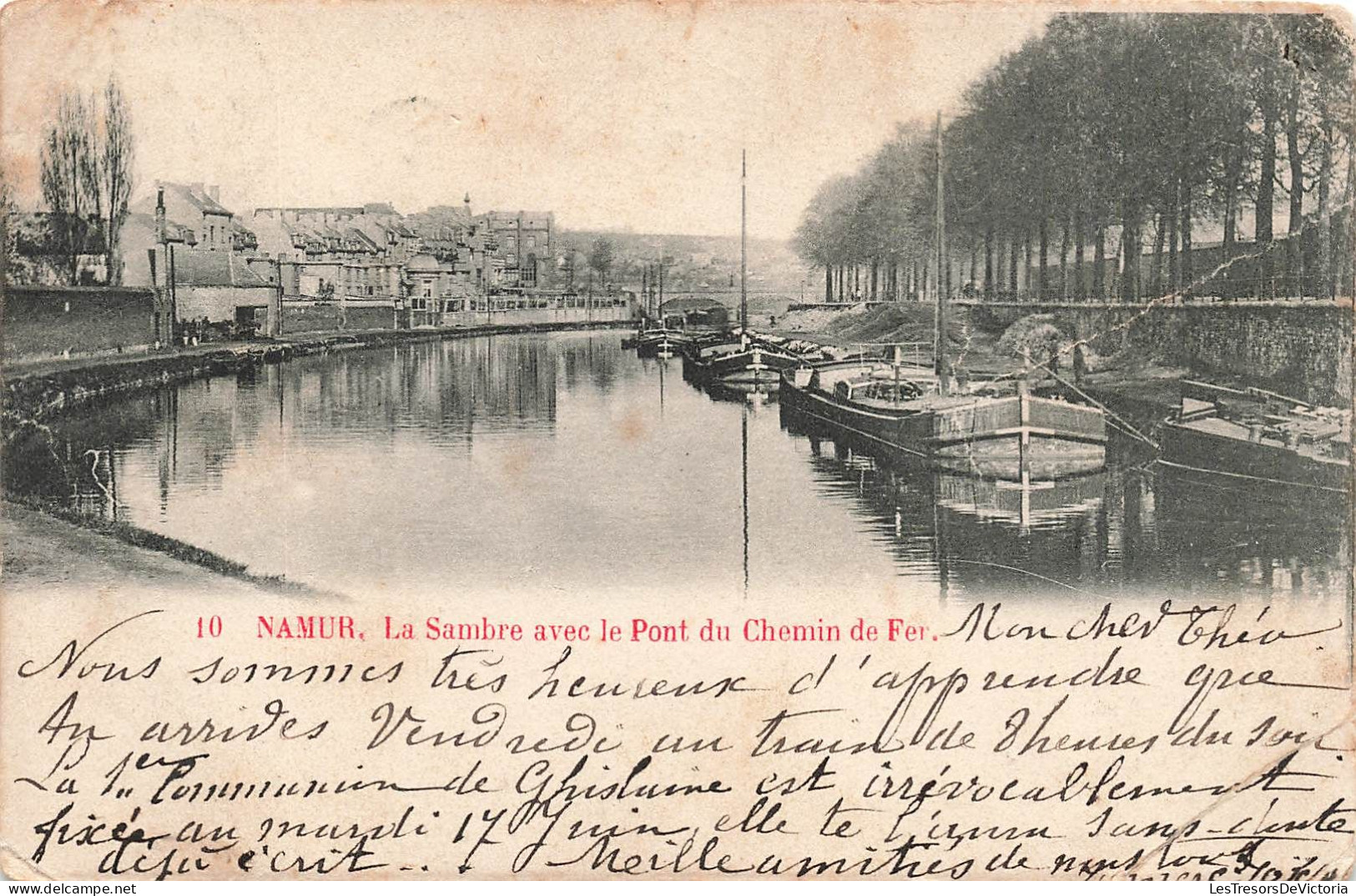 BELGIQUE - Namur - La Sambre Avec Le Pont Du Chemin De Fer - Des Bateaux Près Du Port - Carte Postale Ancienne - Namur