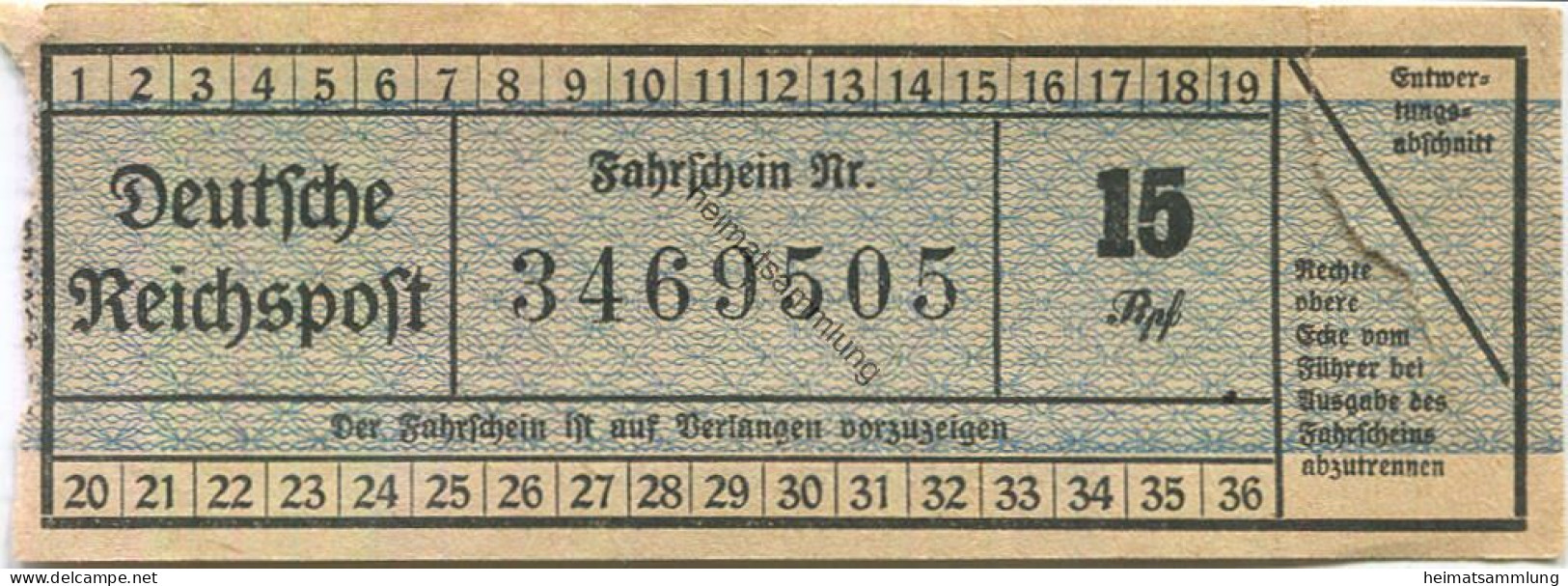 Deutschland - Deutsche Reichspost - Fahrschein 15Rpf. (G61513) - Europe