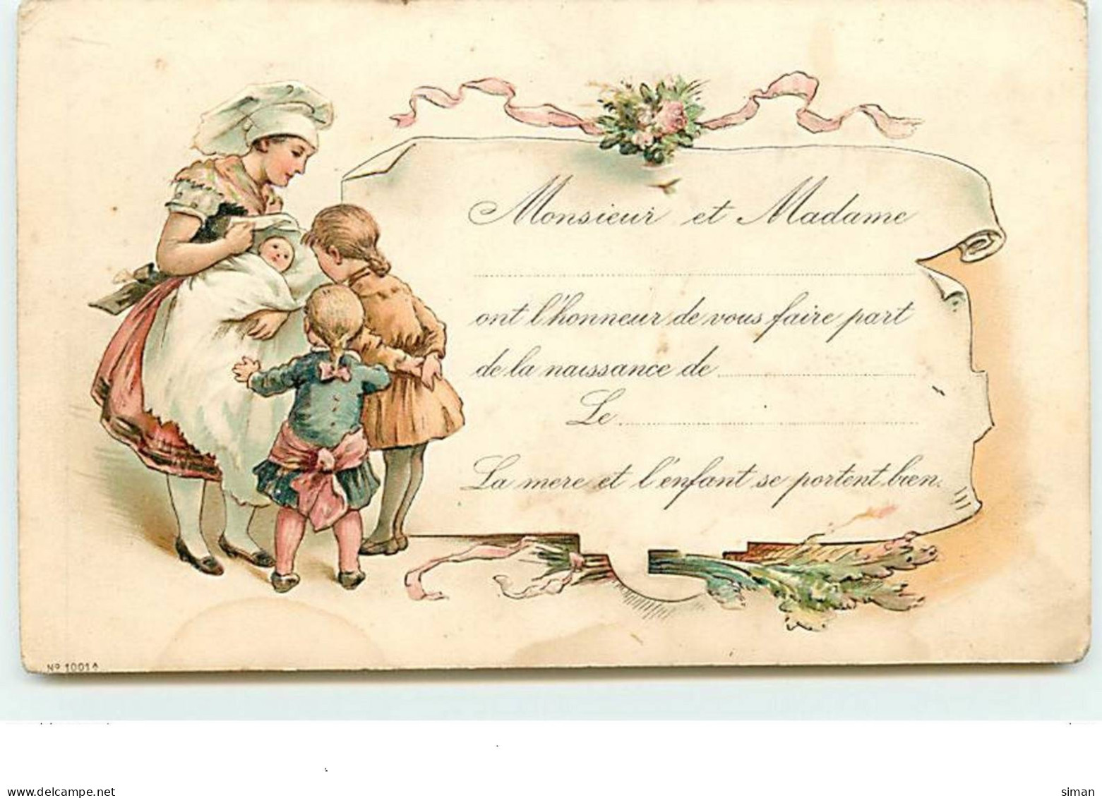 N°13545 - Carte Gaufrée - Faire Part De Naissance - Birth