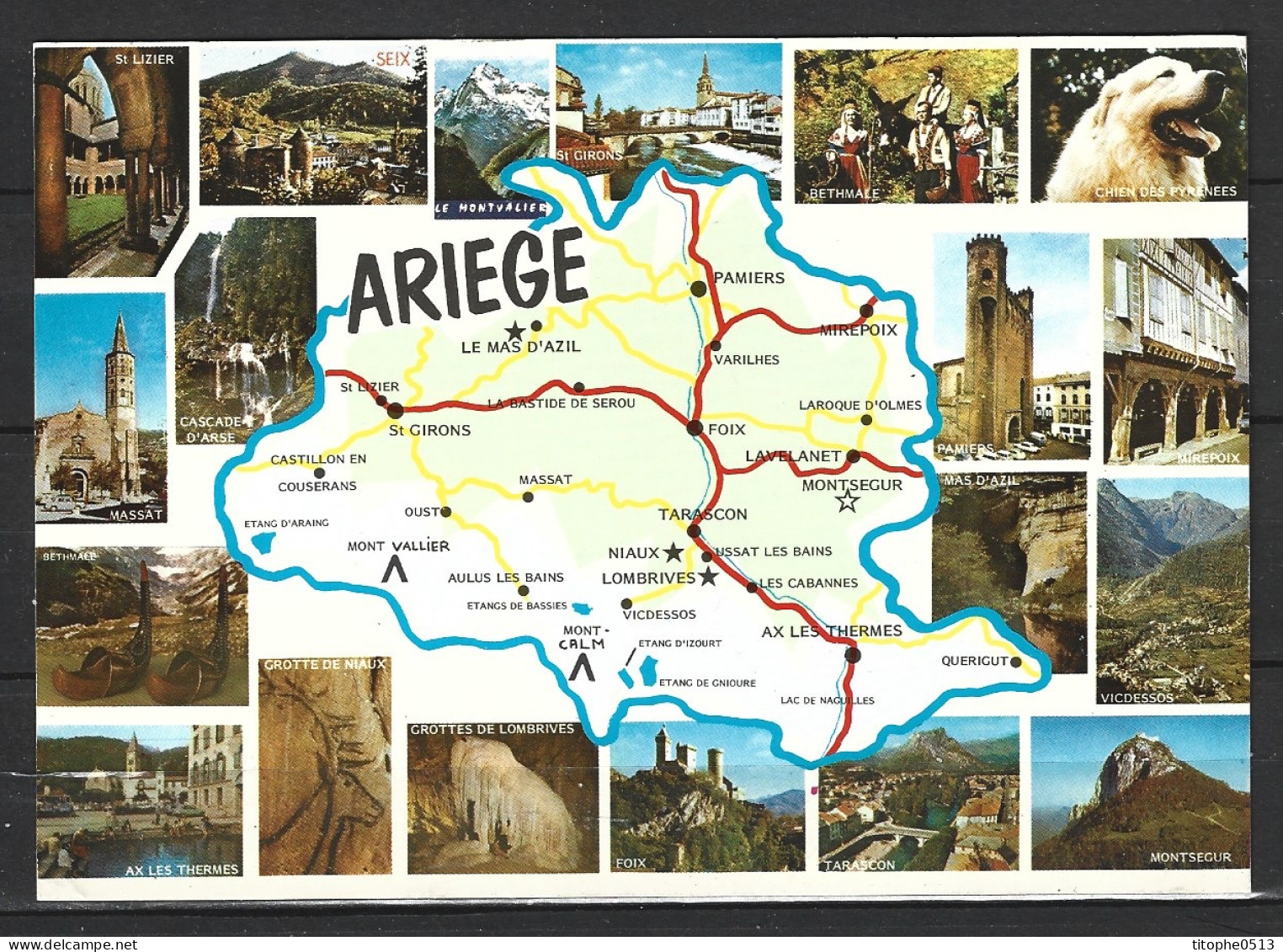 FRANCE. Carte Postale écrite. Carte De L'Ariège. - Carte Geografiche