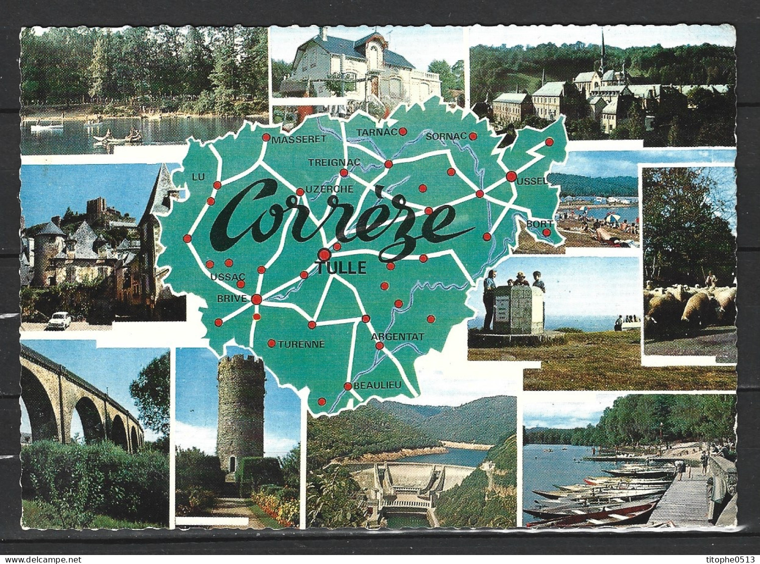 FRANCE. Carte Postale écrite. Carte De La Corrèze. - Carte Geografiche